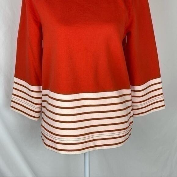 J Crew Orange Coastal Striped Coastal Grandma Nautical Top NWOT Size M - Picture 4 of 10